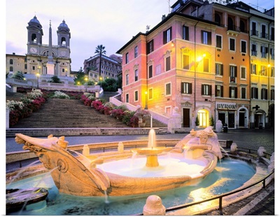 Italy, Rome, Spanish Steps, Fontana della Barcaccia, Trinita dei Monti