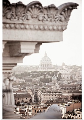 Italy, Rome, St Peter's Basilica, Panoramic View Of Rome With San Pietro Dome