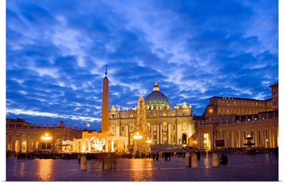 Italy, Rome, St Peter's Square, St Peter's Basilica, Christmas Tree