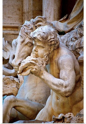 Italy, Rome, Trevi Fountain, Tritons and Hippocampus Sculpture