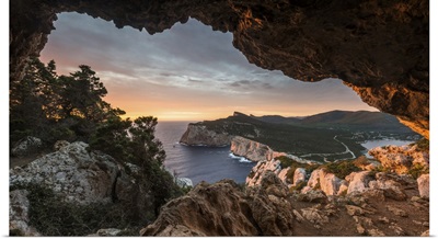 Italy, Sardinia, Capo Caccia, Porto Conte Natural Park From Grotta Dei Cocci Rotti