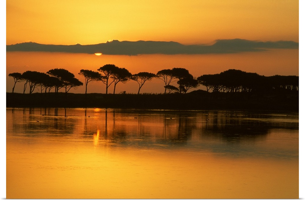 Italy, Sardinia, Mediterranean sea, Budoni Beach at sunset.