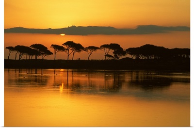 Italy, Sardinia, Mediterranean sea, Budoni Beach at sunset