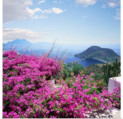 Italy, Sicily, Capo Graziano with Salina and Lipari Island in background