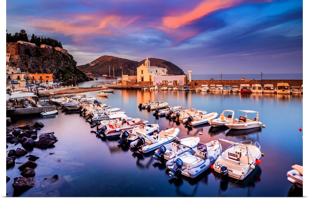 Italy, Sicily, Messina district, Mediterranean sea, Tyrrhenian sea, Aeolian islands, Lipari islands, Lipari, Marina Corta ...