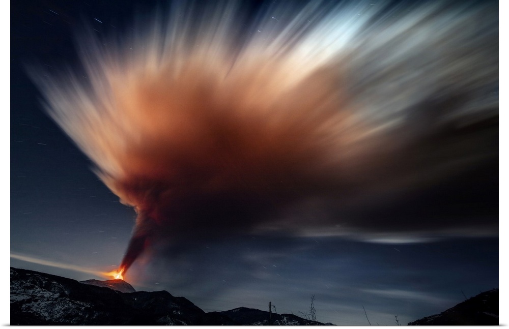 Italy, Sicily, Messina district, Mount Etna, Etna volcano eruption.