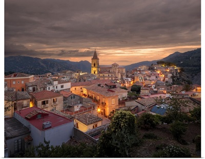 Italy, Sicily, Messina District, Novara Di Sicilia, Panoramic View Of The Town