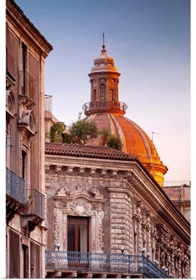 Italy, Sicily, San Demetrio palace, cupola of San Michele Arcangelo church