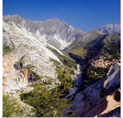 Italy, Tuscany, a village of marble quarrymen in the marble field above Carrara