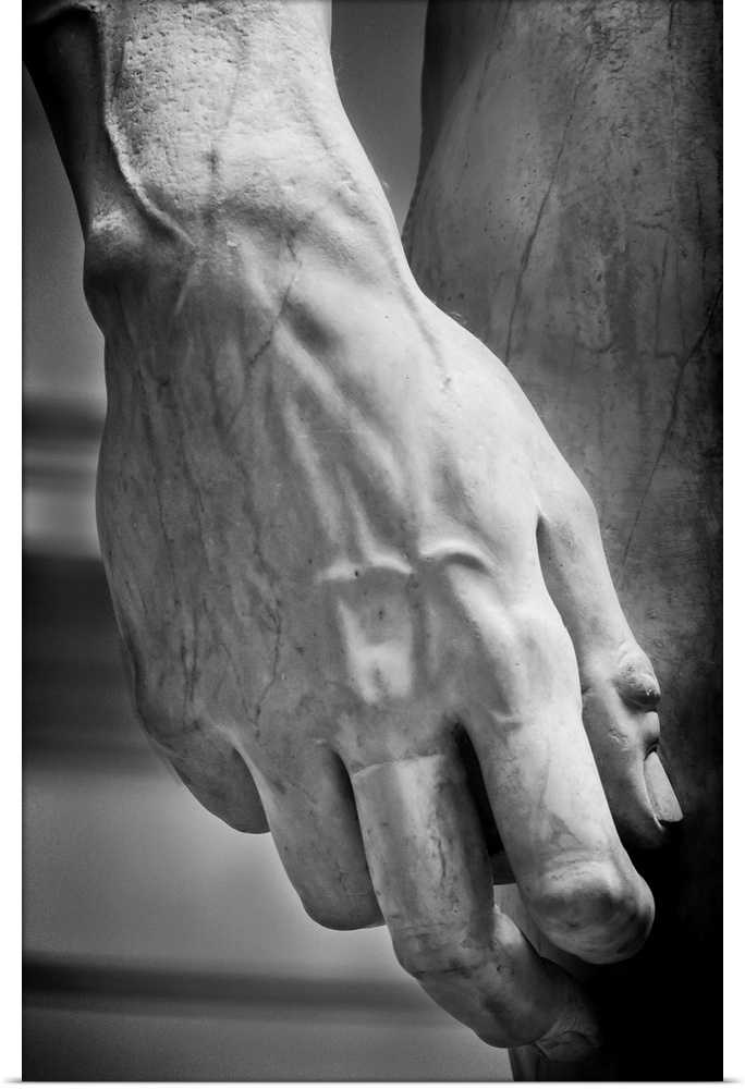 Italy, Tuscany, Firenze district, Florence, Accademia, Museo (Museum) dell'Accademia, David by Michelangelo, detail of the...