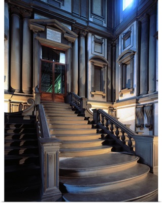 Italy, Tuscany, Florence, Lauretian Library, Michelangelo stairway