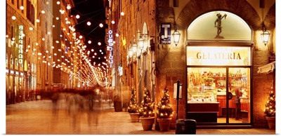 Italy, Tuscany, Florence, Versilia, Via Dei Calzaiuoli, Christmas lights
