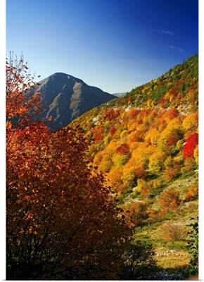 Italy, Umbria, Monti Sibillini National Park, Fall landscape