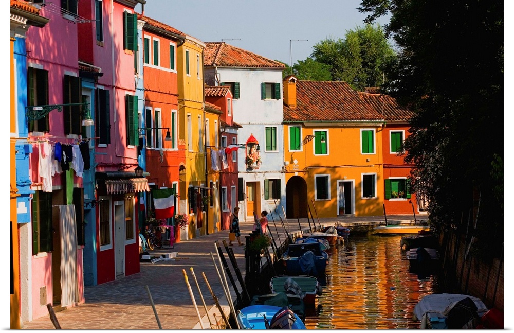Italy, Veneto, Venetian Lagoon, Adriatic Coast, Venice, Venezia, Burano, Typical houses