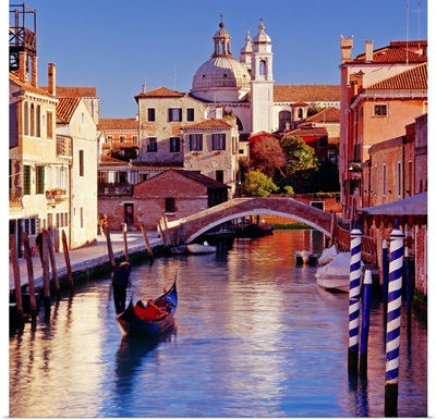 Italy, Venice, Canal, Rio Ognissanti and church of the Gesuiti