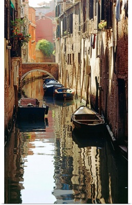 Italy, Venice, Canal with boats