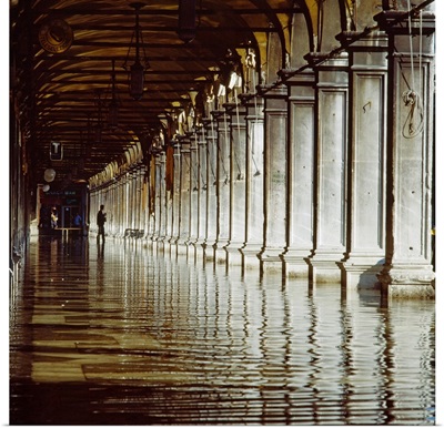 Italy, Venice, Porch of Procuratie Vecchie, reflection