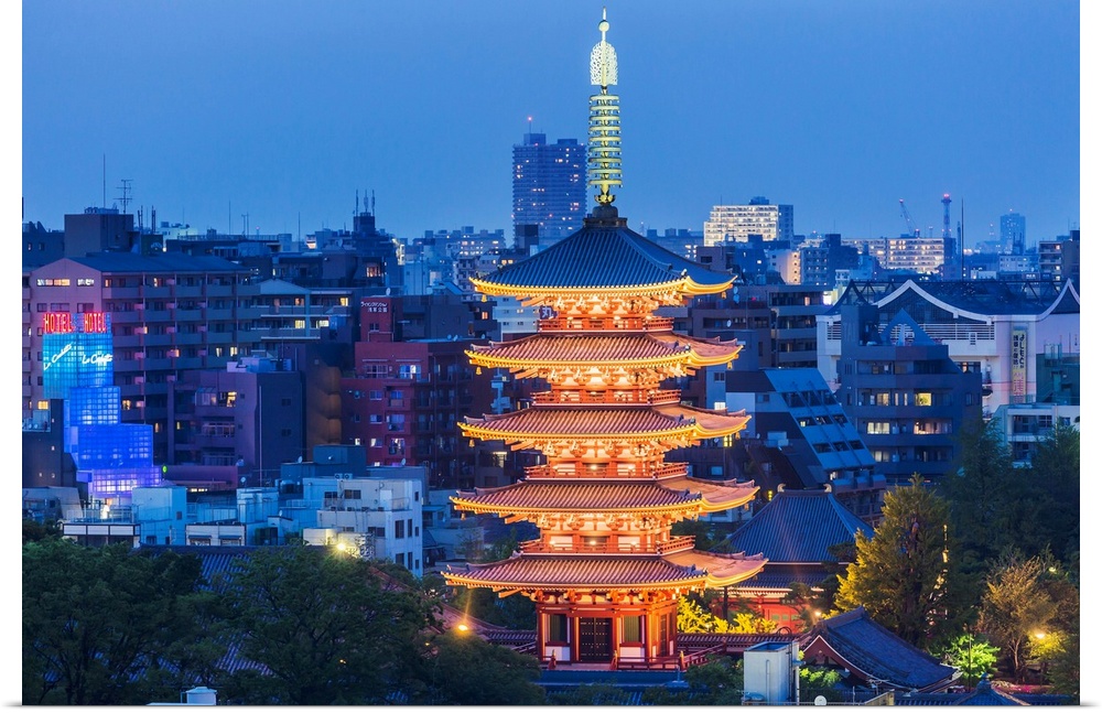 Japan, Kanto, Tokyo, Asakusa, Asakusa, the Senso-Ji (Senso Temple), the five-storey pagoda.