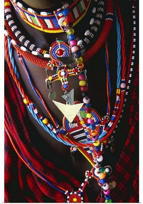 Kenya, Rift Valley, Masai woman, necklaces