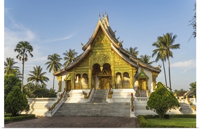 Laos, Luang Prabang, The Intricately Adorned Facade Of Wat Haw Pha Bang Temple