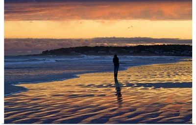 Maine, Cape Neddick, Atlantic ocean, New England, Sunset at the Long Sands Beach