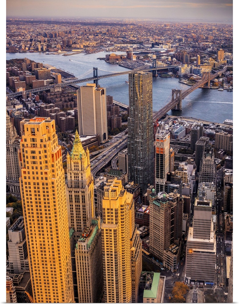 USA, New York City, East River, Manhattan, Lower Manhattan, the Freedom Tower observatory deck, one world observatory, Bee...