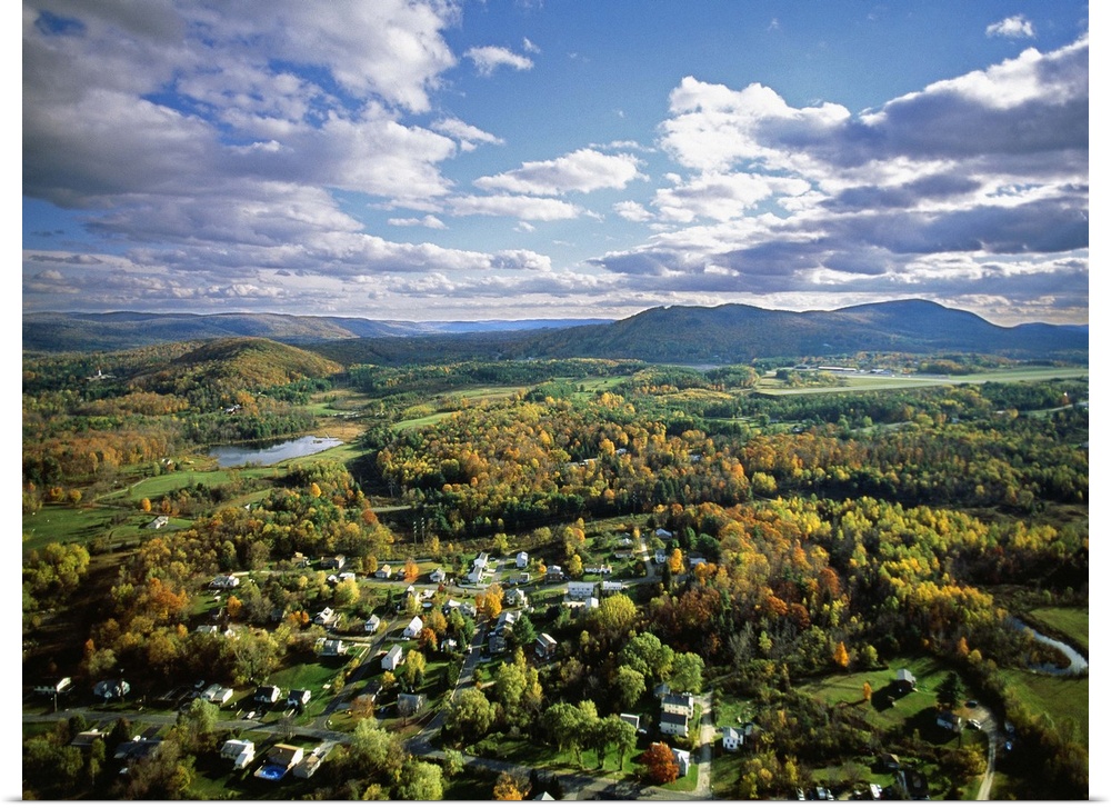 United States, USA, Massachusetts, Berkshire, Air view near the town
