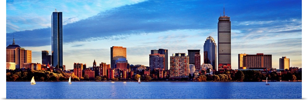 Massachusetts, Boston, Skyline of the Back Bay from across the Charles River