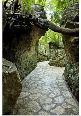 Mexico, Xcaret, pathway to underground rivers near Cancun