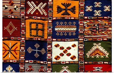 Morocco, Marrakech, display of carpets
