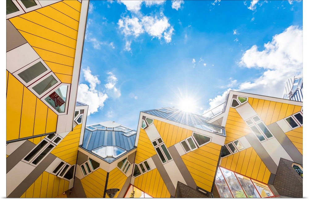 Netherlands, Rotterdam, The cube houses by the architect Piet Blom at the Oude Haven in the city centre.