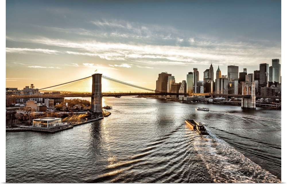 New York City, Brooklyn and Lower Manhattan with Brooklyn Bridge.