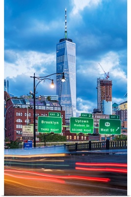 New York City, Lower Manhattan, View Of The Freedom Tower From Tribeca