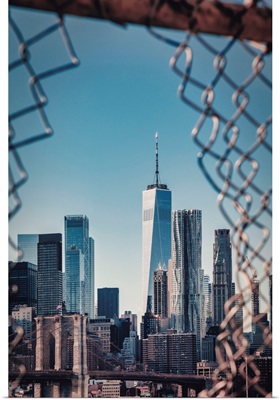 New York, East River Scene With Lower East Side Skyline Viewed From Manhattan Bridge