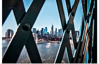 New York, East River Scene With Lower East Side Skyline Viewed From Manhattan Bridge
