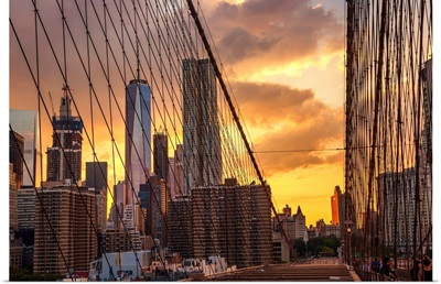 New York, New York City, Manhattan, Brooklyn Bridge And Downtown Manhattan