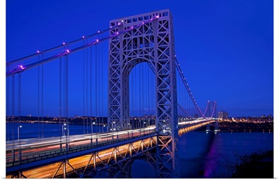 New York, NYC, George Washington Bridge, view from New Jersey at night
