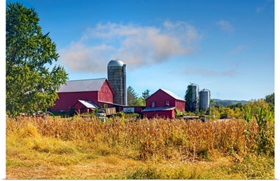 New York, Warwick, Farm With Barn And Silos