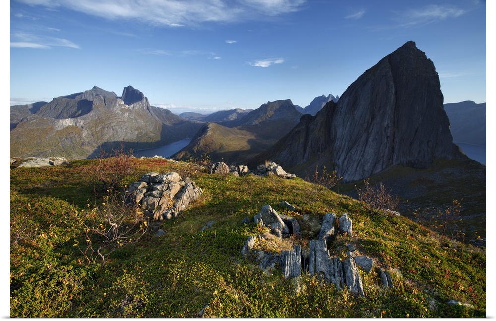 Norway, Troms, Scandinavia, Tromso, Segla mountain and Senja Island's landscape.