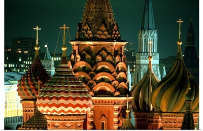 Russia, Moscow, Saint Basil's Cathedral and Kremlin's Towers