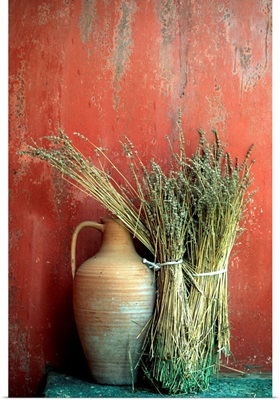 Rustic composition, Amphora and wheat