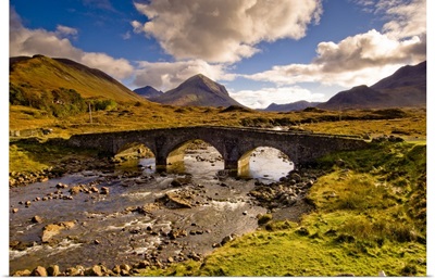 Scotland, Inner Hebrides, Great Britain, Sligachan bridge and Cuillin Hills