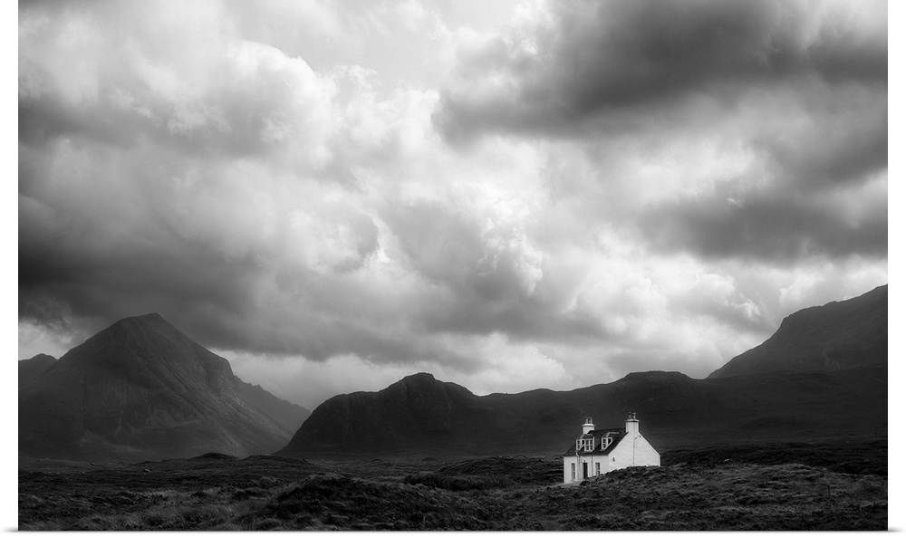 UK, Scotland, Inner Hebrides, Isle of Skye, Great Britain, Highlands, Cottage in the moors.