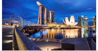 Singapore, Singapore City, Helix Footbridge, Marina Bay Sands Hotel