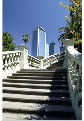 South America, Chile, Santiago, Barrio Bellavista, stairway