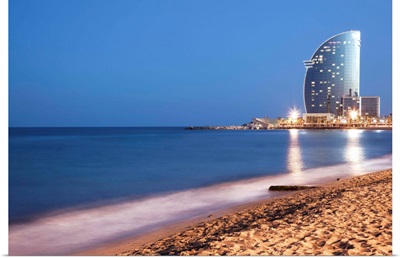 Spain, Catalonia, Barcelona, Barceloneta Beach, W Hotel known as Vela Hotel