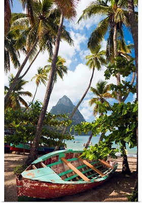 St Lucia, Soufriere, Soufriere Bay, Beachfront, Petit Piton in background