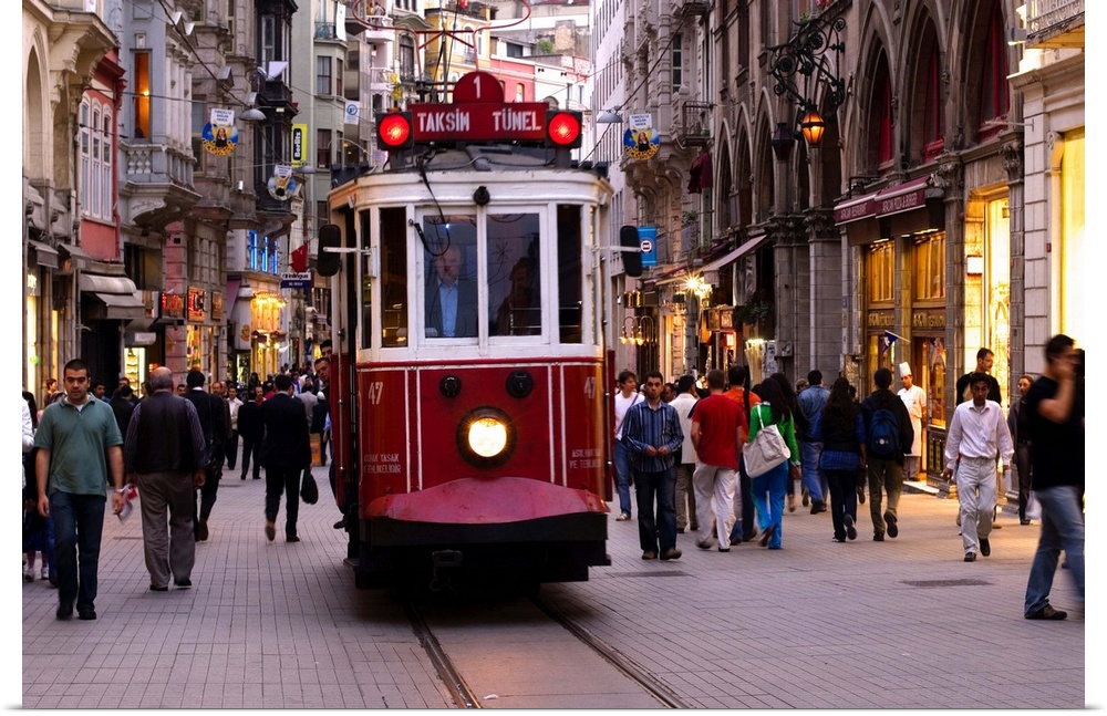 Turkey, Istanbul, The old tram in Istiklal Caddesi in Beyoglu neighborhood