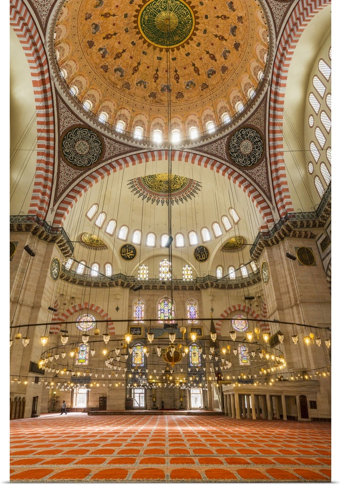 Turkey, Marmara, Istanbul, Solyman Mosque interior.