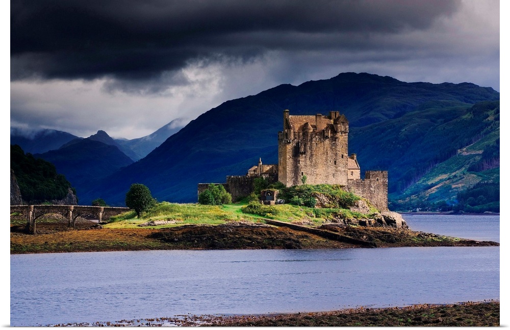 United Kingdom, UK, Scotland, Highlands, Eilean Donan Castle, near Dornie village, and Loch Duich bay